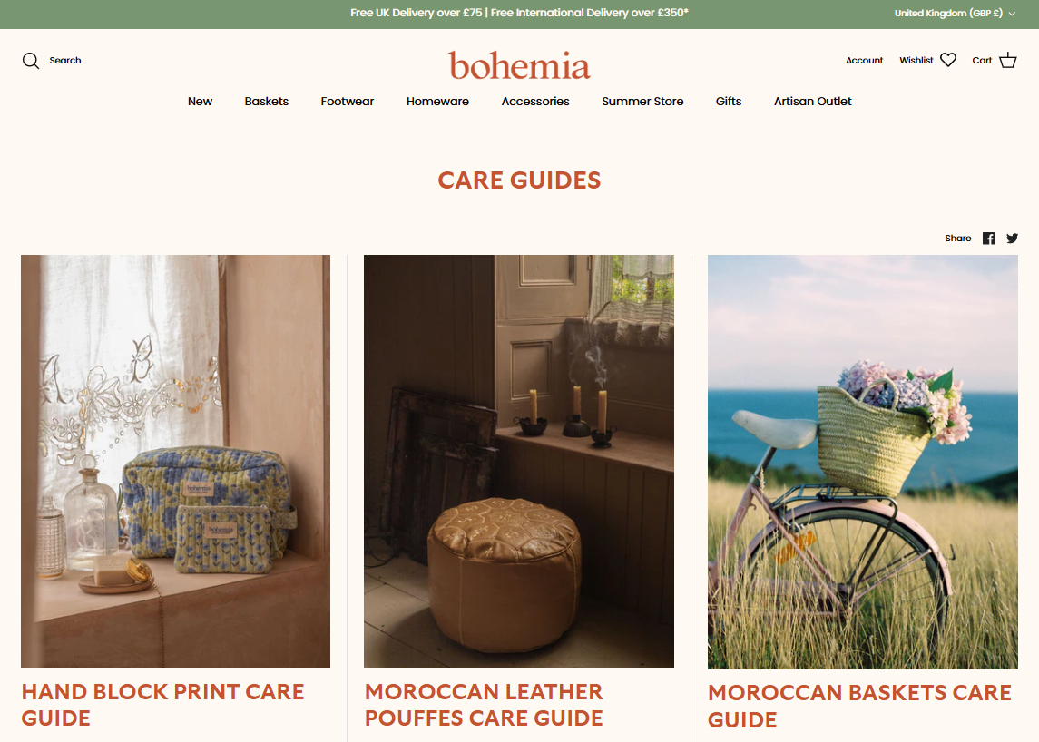 Care guides page