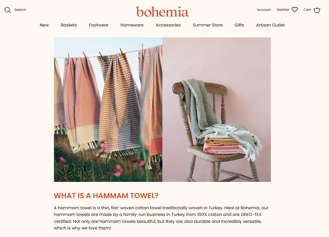 Hammam towels content page